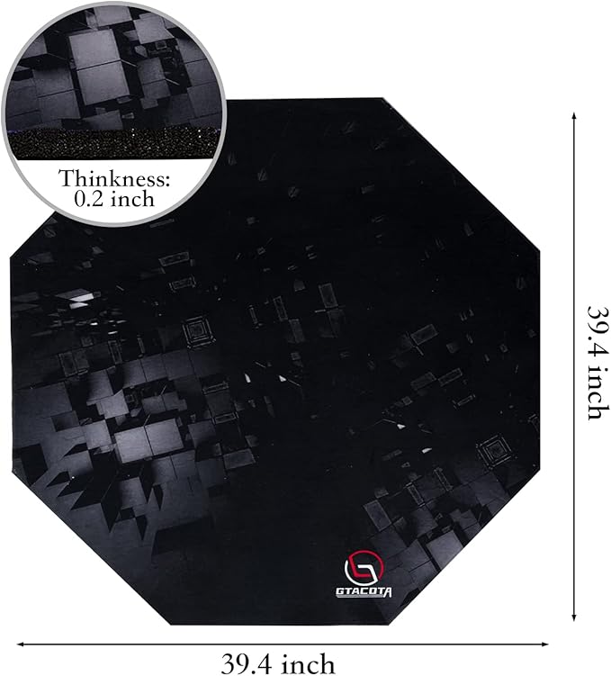 Office Chair Mat Gaming Chair Mat for Hardwood Floor Noise Cancelling Gaming Chair Mat Office Chair Octagon Carpeted Mat (Black-2)