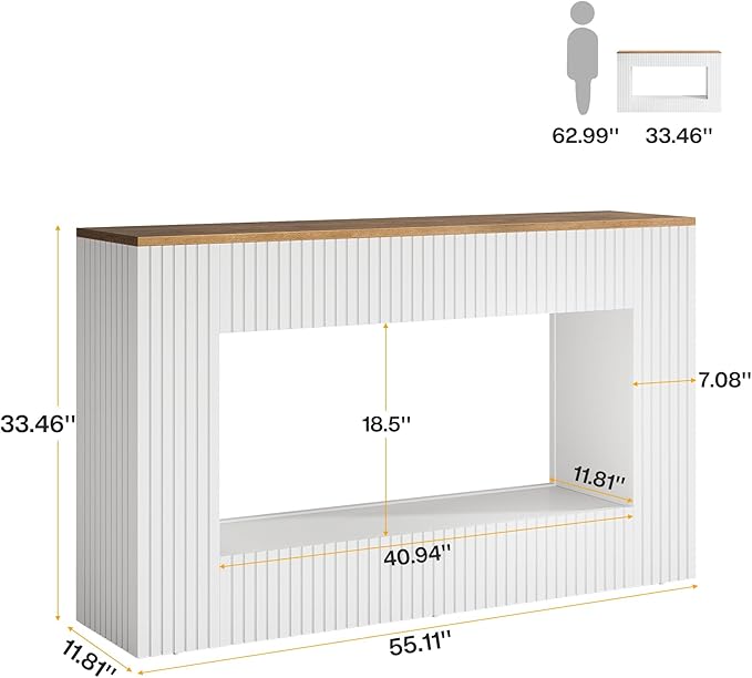 Tribesigns Modern Console Table, 55-Inch Wood Entryway Table with Storage, Narrow Long Sofa Table Behind Couch Table for Living Room, Foyer, Hallway, White