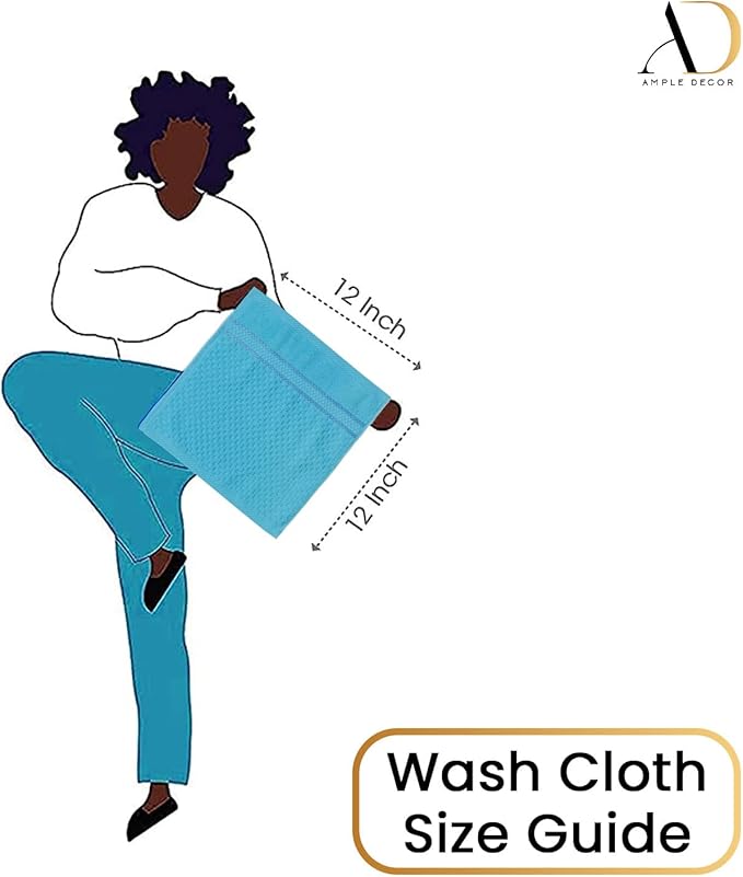 Ample Decor Washcloth Set of 20 Sky Blue 100% Cotton - Qucik Dry Popcorn Textured - Mulaayam Collection - 12 X 12 Inch