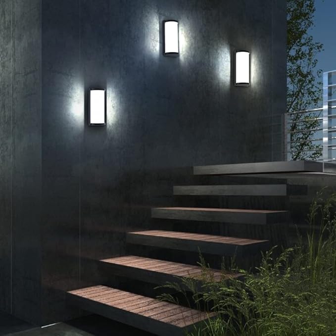 Sytmhoe Modern Outdoor Wall Lights,Exterior Wall Sconce Lighting Fixtures,LED Wall Mounted Lamps,Matte Black Porch&Patio Light,IP65 Waterproof for Hallway Stairs Gardens(6000k)