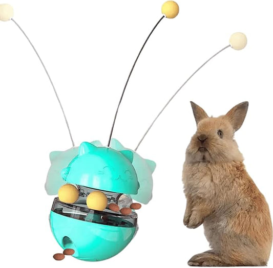 Rabbit Treat Puzzle, Rabbit Treat Dispenser Toy, Tumbler Interactive Ball Bunny Feeder, Bunny Food Ball Snacks Temptations, Food Puzzle Toys for Cats (Blue)