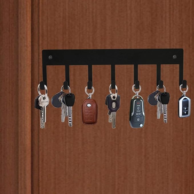 Myartte Key Holder Key Hooks Wall Decorative Zinc Alloy Key Organizer Rack with Screws and Sticker for Entryway, Kitchen, Bedroom, Organize Car Keys, House Keys, Small Accessories and Jewelry