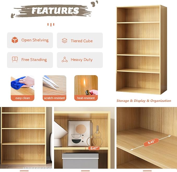 Basic Open Shelf Bookcase - 2-Tier Small Tiny Wooden Cube Storage Shelves Split Bookshelf, White