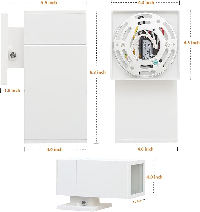 Dusk to Dawn Outdoor Wall Sconce, Exterior Light - ETL Listed, Aluminum Anti-Rust Waterproof Wall Mount Rectangular Design – Up or Down Photocell Outdoor Lighting for Porch, Garage or Patio