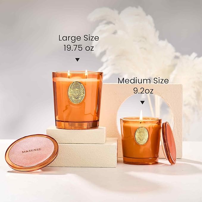 M&SENSE Large Two-Wick Soy Candle | Noir Air& Neon Orange | 19.8 oz, 120H Burn Time | Luxury Scented Candle for Relaxation, Gifting, Home Décor | Ideal for Bedroom, Office, Party Ambiance