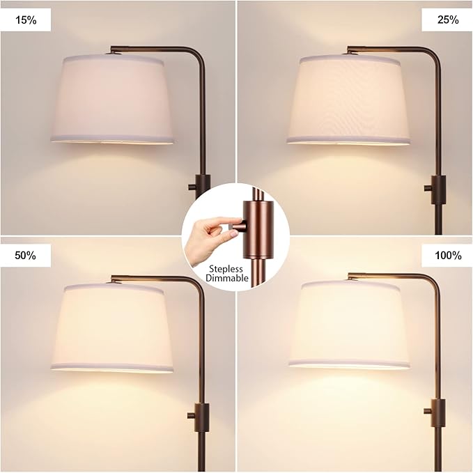 Nintiue [Upgraded] Dimmable Floor Lamp, 1000 Lumens LED Edison Bulb Included, Modern Arc Standing Tall Brown Floor Lamp for Living Room Bedroom Office Dining Room