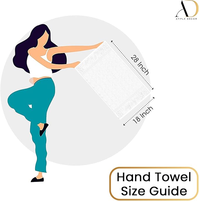 Ample Decor 100% Cotton Christmas White Hand Towel for Bathroom Set of 2- Super Soft, Quick-Dry, Highly Absorbent, Popcorn Textured - Mulaayam Collection - 18 X 28 Inch