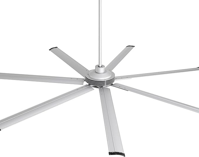 Industrial Ceiling Fans with Lights and Remote, 84 Inch Large Ceiling Fan with Light, Silver Outdoor Ceiling Fans for Patios, Shop, Garage, Warehouse, 6-Speed Reversible DC Motor, Dimmable, Timer