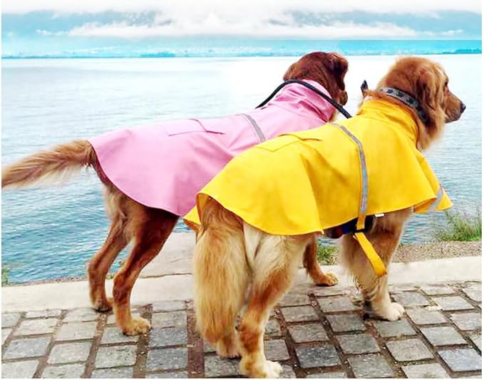 HAPEE Dog Raincoats with Reflective Strip Hoodie,Poncho Jacket for Large Dogs (D4-Pink, 24B (Back Length 24"))