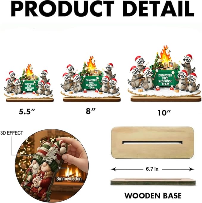 Funny Raccoon Dumpster Fire Response Team Wooden Plaque 2025, Personalized Flaming Dumpster Sign, Custom Name Group Plaque, Matching Holiday Decor for Coworkers