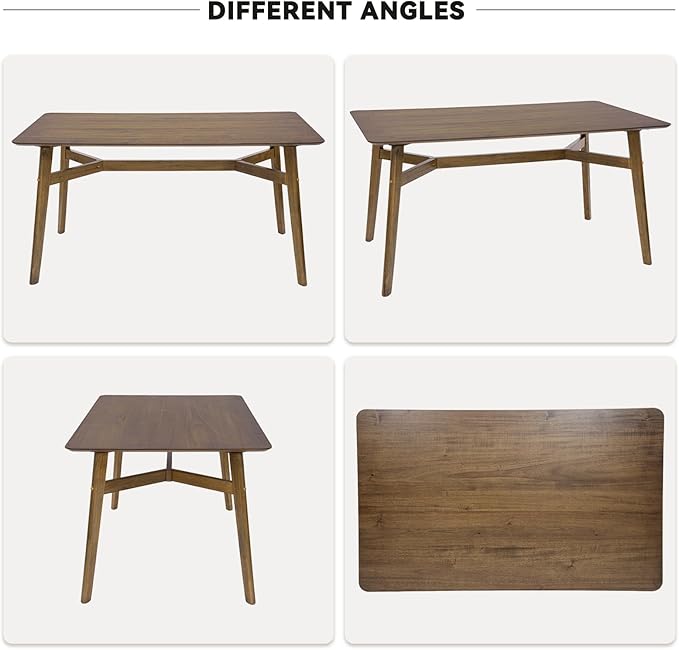 VESCASA 59" L Wood Rectangle Dining Table for 4, Rectangle Kitchen Table for 6 with 4 Solid Wood Legs for Dining Room, Kitchen, Restaurant, Colonial Oak