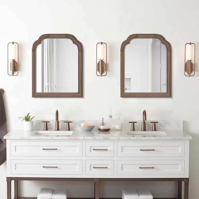 WallBeyond Wood Bathroom Mirrors for Wall Mounted, 16" x 20" Rustic Wood Frame Wall Mirrors Decorative for Living Room or Bedroom Vanity Mirror (Walnut)