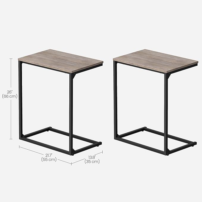 VASAGLE Set of 2 C Shape End Tables, Small Coffee Tables for Couch Or Sofa, Industrial Side Tables in Living Room, Bedroom, 13.8 x 21.7 x 26 Inches, Greige and Classic Black UZH2504036