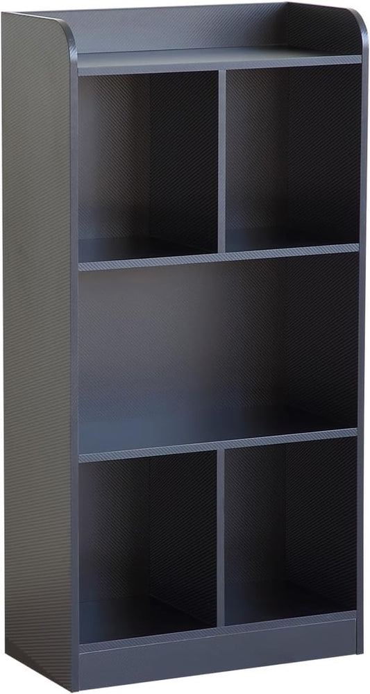 Book Shelf with Back Panel Stability 5 Cube Bookcase Multifunctional Cube Storage Organizer Shelf for Bedroom Living Room Office Closet School in Black with 23.62''W