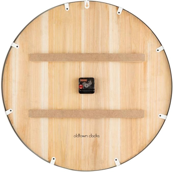 Oldtown Farmhouse Metal & Solid Wood Noiseless Wall Clock (Coastal Grey, 18-inch)