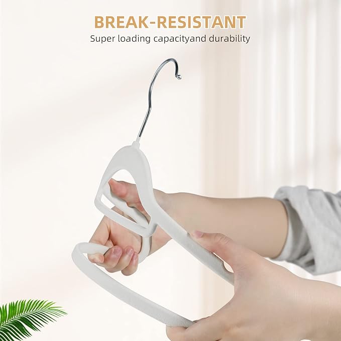 Velvet Clothing Hangers Non-Slip White Suit Hanger Space Saving Clothes Hanger Heavy Duty Adult Hanger Hangers with 360°Swivel Hook 20 Pack