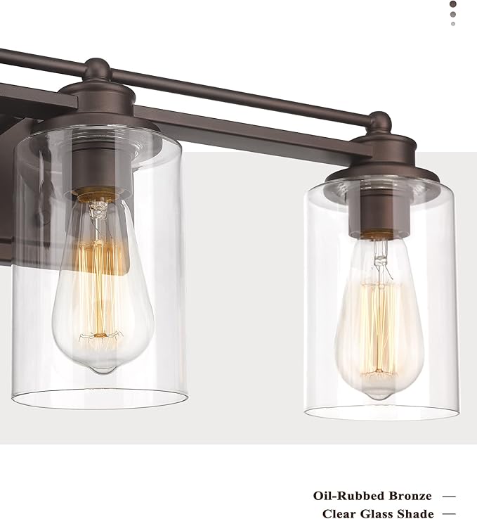 Bathroom Light Fixtures, HWH 3-Light Vanity Light Fixture Over Mirror, Industrial Wall Sconce Lighting, Oil-Rubbed Bronze Finish, 5HLT63B-3W ORB