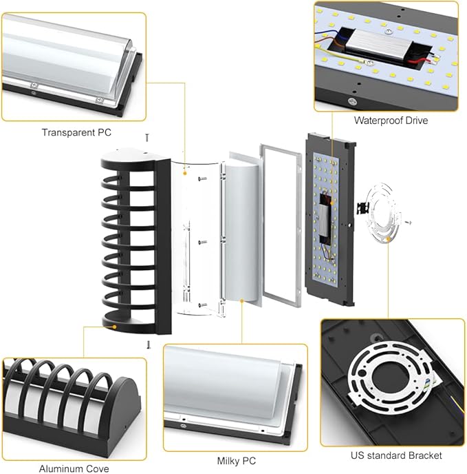 Sytmhoe Modern Outdoor Wall Sconce Lights,LED Exterior Wall Light Fixtures,6000k Cool White Wall Mounted LED Lamps,Black Porch&Patio Light for House,IP65 Waterproof for Hallway Stairs Gardens(6000k)