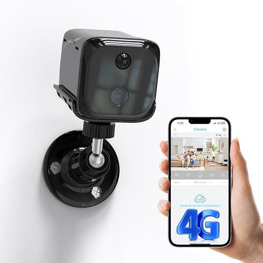 No WiFi Security Camera, Cellular Security Camera Indoor, 4G LTE Surveillance Cam for Home, Not Support WiFi, Smart Human Detection, 20 Day Standby Battery Life, Auto Night Vision, Built-in SIM Card