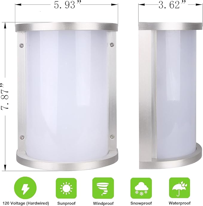 LIT-PaTH Outdoor Wall Lantern, LED Bulkhead for Wall Sconce Light, 12.5W, 950 Lumen, 3000K, Aluminum Housing Plus PC