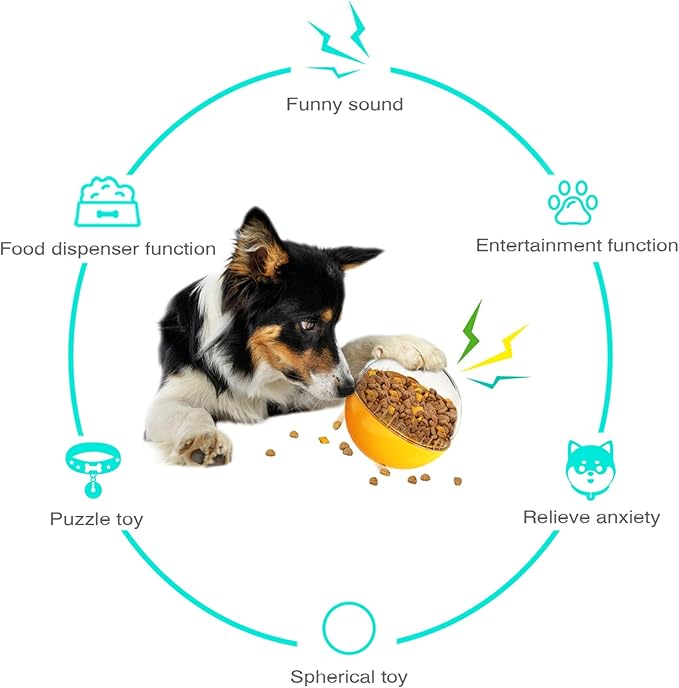 Enrichment Interactive Dog Treat Toy - Level 1 Mental Stimulation for Dogs, Dog Toys for Boredom Busy (Beginner-Orange 5.6" Squeaky Ball)