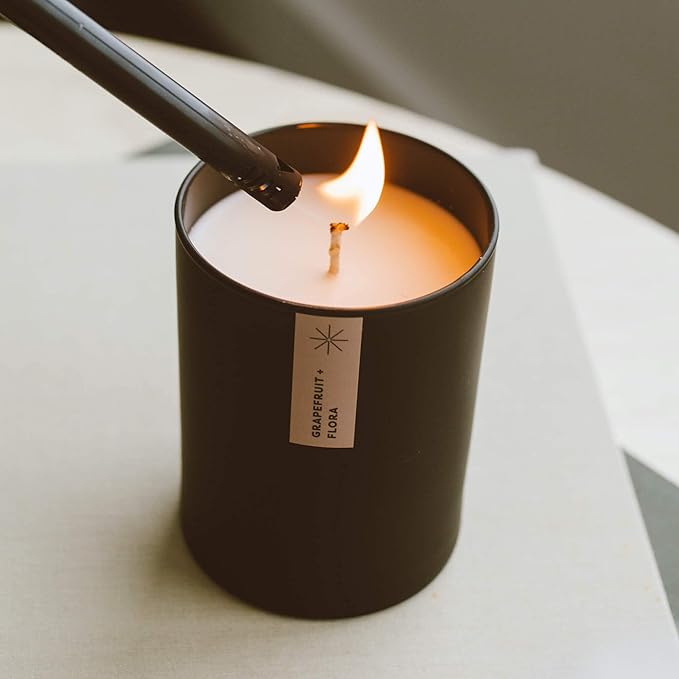 Calyan Wax Co. Grapefruit & Flora Scented Candle - 75 Hour Burn - Luxury Non Toxic Soy Wax Candles - Long Lasting Black Tumbler Jar Candle for Home - 10.2oz