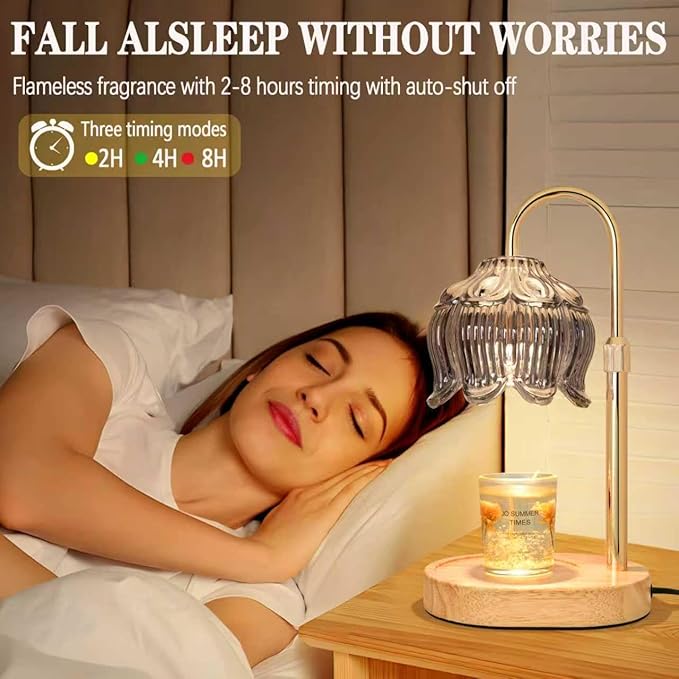 Candle Warmer lamp with Timer Dimmer,Electric Candle Warmer, Vintage Flower Lotus lamp,Compatible with Various Candles, Gifts for Mom Women,Candle Lamp for Bedroom Home Decor (Flower lamp-Silver Gray)