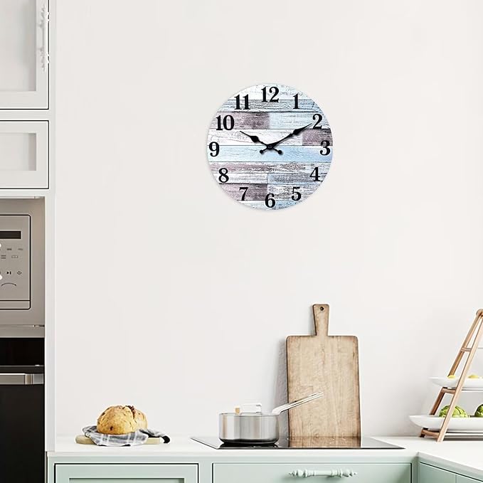 XNM Wooden Wall Clocks Battery Operated 16 Inches or Larger Farmhouse Clock for Living Room Decor Silent Wall Clock Non Ticking (MDF No Solid Wood)