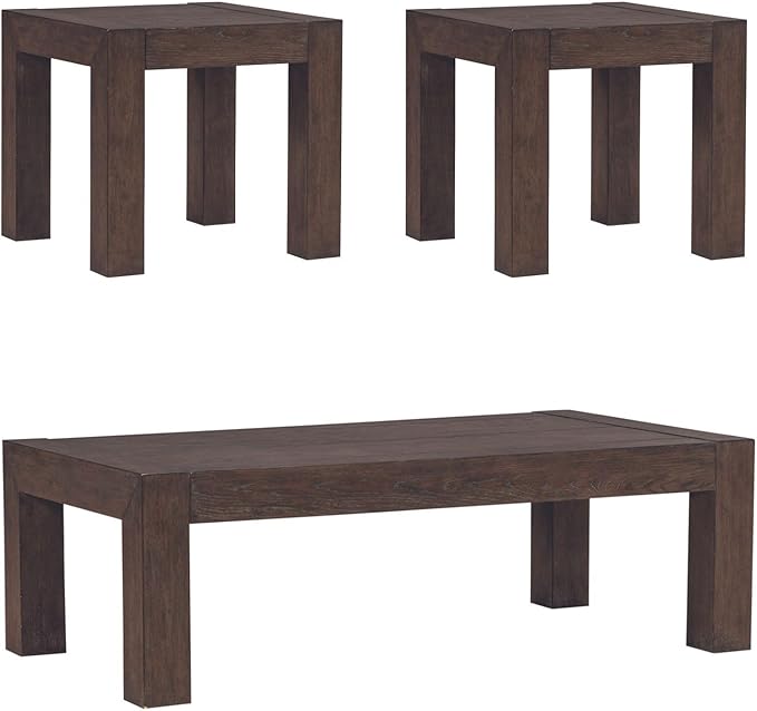 Liberty Furniture Cascade Falls Living Room 3 Piece Set - Cocktail Table, 2 Square End Tables - Satin Espresso