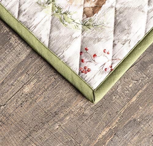 Maison d' Hermine Pot Holders 100% Cotton Heat Resistant Potholders 8" x 8" Hot Pads with Loop for Thanksgiving Christmas Decorations BBQ Cooking Baking Handling Hot Pans (Pack of 1, Mountain Life)