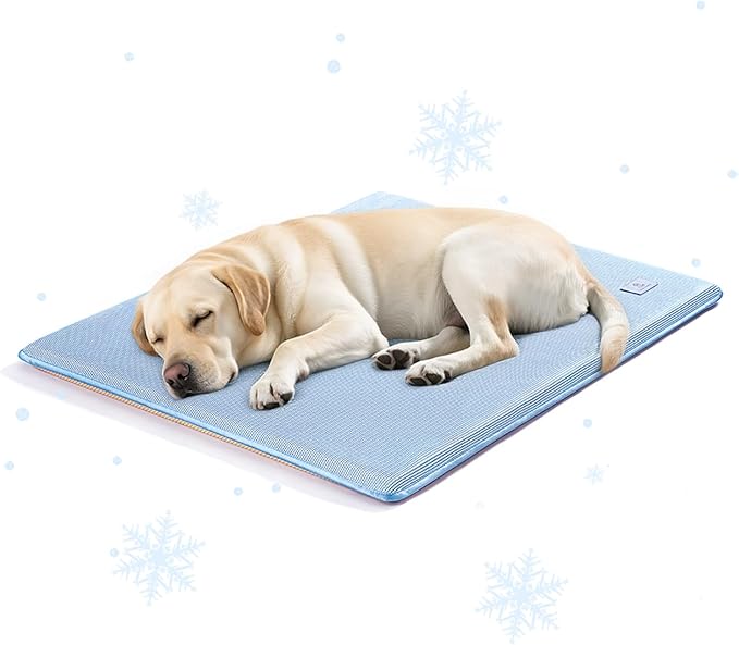 Cooling Mat for Dogs Blue Soft and Comfortable Dog Crate Pads Removable Washable Anti-Slip Bottom Pet Mattress（Blue 42×28×1.2 inches）