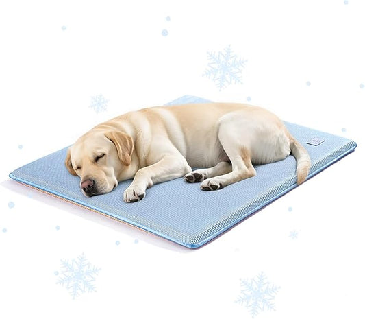 Cooling Mat for Dogs Blue Soft and Comfortable Dog Crate Pads Removable Washable Anti-Slip Bottom Pet Mattress（Blue 42×28×1.2 inches）