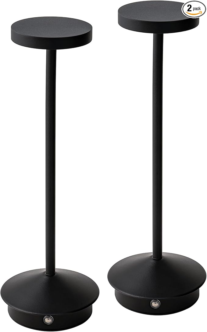 Orbit LED Cordless USB-C Re-Chargeable Desk Lamp, 5200mAh Battery Operated with 3 Color Temperature 2700K-3000K-3500K and Fingertip Touch On/Off Plus Dimming in Black (Pack of 2)