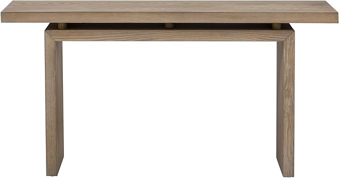 59" Modern Minimalist Console Table, Ash Veneer Entryway Table with Unique Floating-Top Design, Narrow Long Sofa Table for Hallway, Foyer & Living Room, Natural Wood Finish