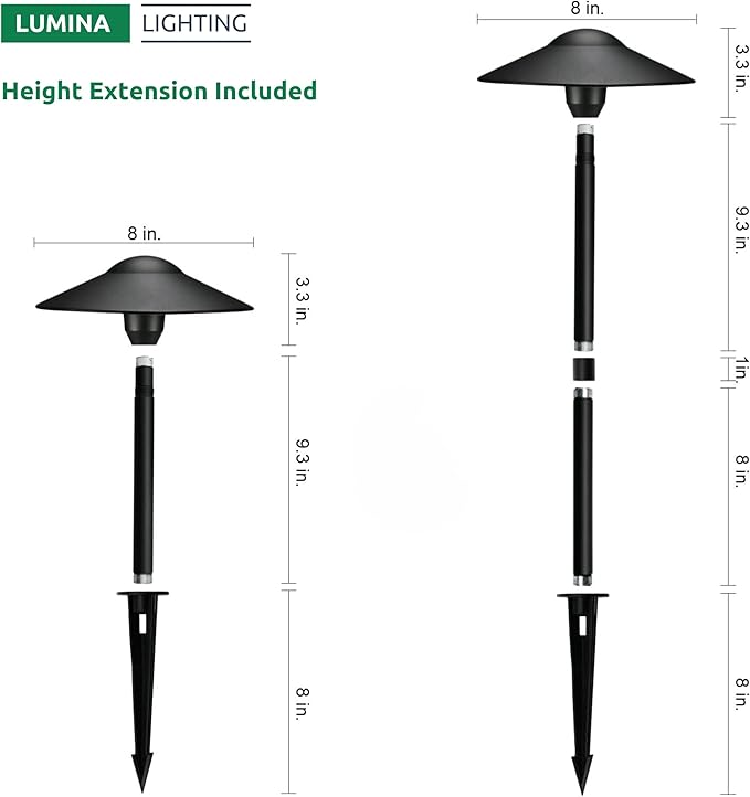 Lumina Lighting® 3W Landscape Lighting 12V Landscape Lights Low Voltage Landscape Path Lights Warm White Waterproof Outdoor Replaceable G4 LED Bulb for Garden Pathway Lawn Yard (Black, 2-Pack)