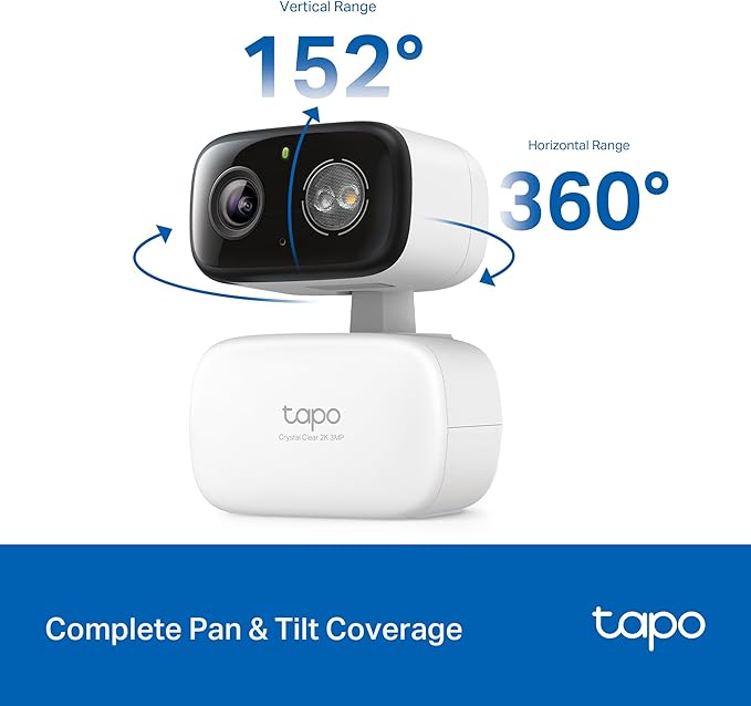 Tapo 2K 3MP Pan/Tilt Indoor/Outdoor Security Camera - Free Person/Baby Cry Detect & Motion Track, 360° Track, Color Night Vision, SD/Cloud Storage, Works w/Alexa & Google Home HybridCam 360