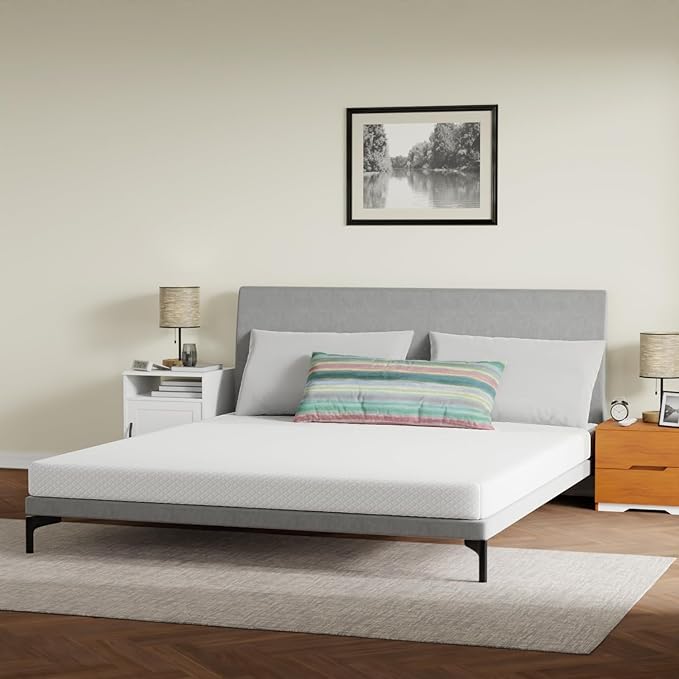 FDW | 5 Inch California King Mattress | Medium Firm | Gel Memory Foam Mattress | White | Bed in a Box, CertiPUR-US Certified | Pressure Relief, Cooling Ventilated Foam | Washable Removable Cover