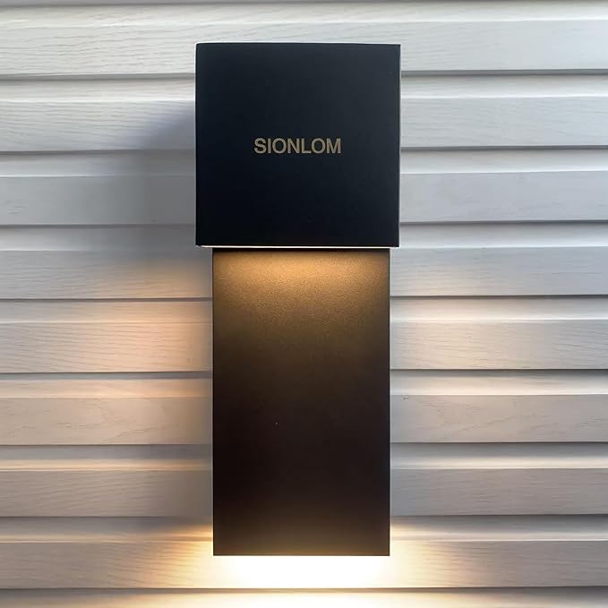 Modern LED Outdoor Wall Sconce 3000K 18W IP65 Waterproof Integrated LED Outdoor Wall Lights Anti Rust Black Porch Lights Exterior Lighting Outside Lights Fixture for Garage,Balcony,Backyard (1PACK)