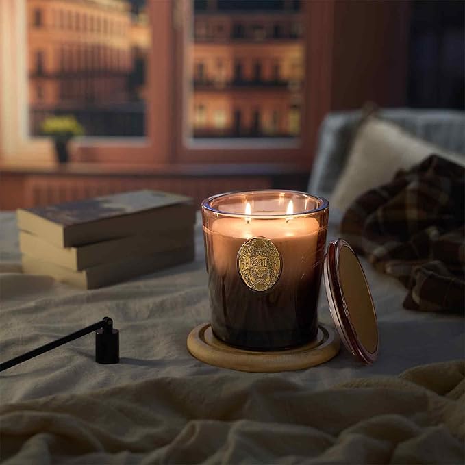 M&SENSE Large Two-Wick Soy Candle | Mahogany Sandalwood & Black Brown | 19.8 oz, 120H Burn Time | Luxury Scented Candle for Relaxation, Gifting, Home Décor | Ideal for Bedroom, Office, Party Ambiance
