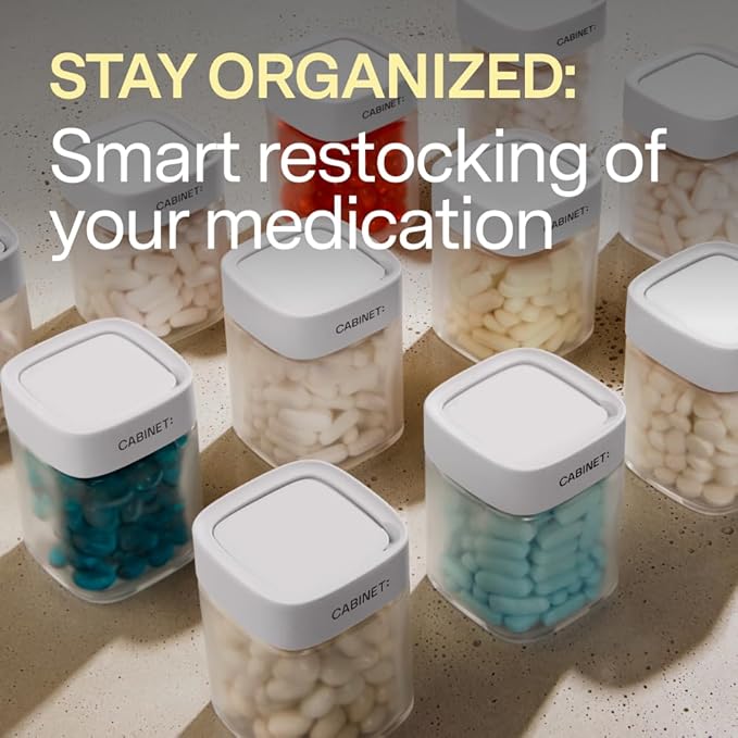 Cabinet: 2 Empty Large Bottles (White RX Caps)