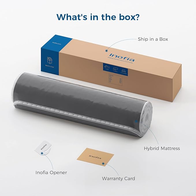 Inofia Full Size Mattress, 14 inch Hybrid Full Mattress in A Box,Ultra Comfort Memory Foam Layer, Medium Feels, Cooling Breathable Cover,Low Motion Transfer Supports for Any Sleep Position