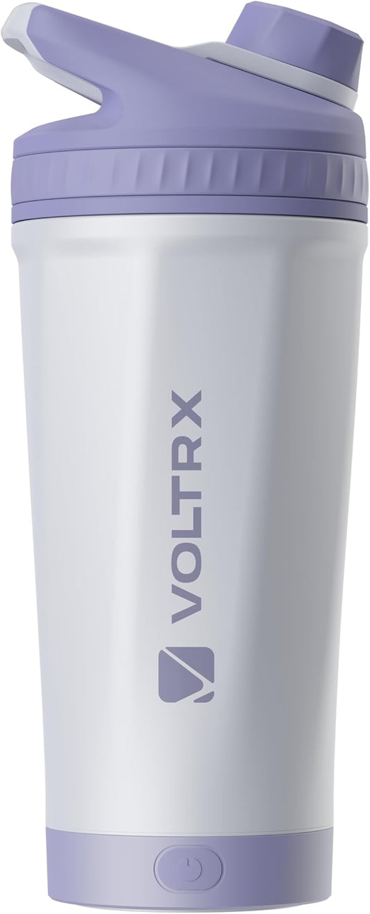 VOLTRX ChillMix Shaker Bottle Insulated Stainless Steel - USB C Rechargeable Electric Protein Shake Mixer, Shaker Cups for Protein Shakes and Meal Replacement, Misty Lilac, 16 oz