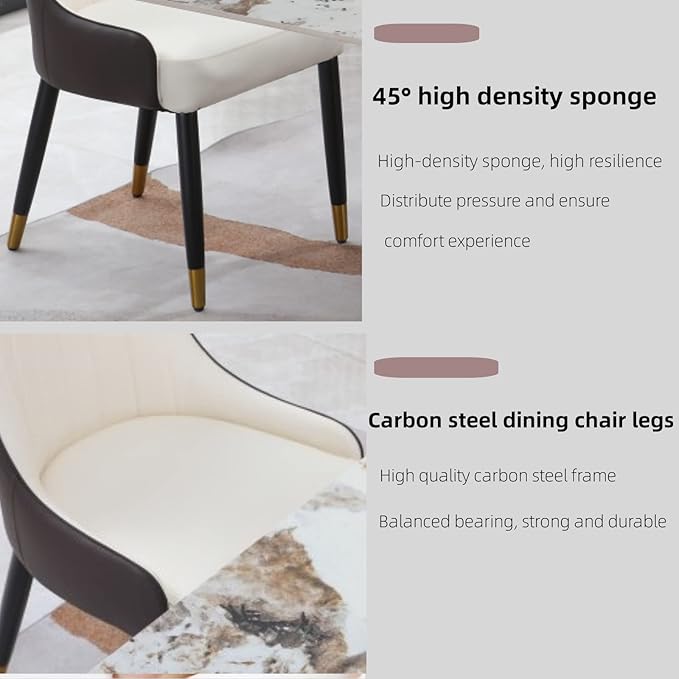 Dining Chairs Set of 2, Modern Faux Leather Dining Metal Legs for Living Kitchen Dining Room