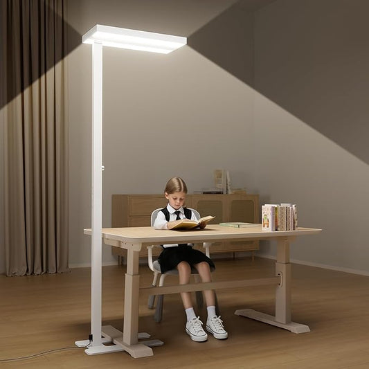 Honeywell 10400LM LED Floor Lamp, 02E Pro Sunturalux Eye-Caring Reading Standing Light, 100W Modern Natural Daylight 4000K Dimmable 77" Tall Floor Lamps for Living Room Kids Study Home Office