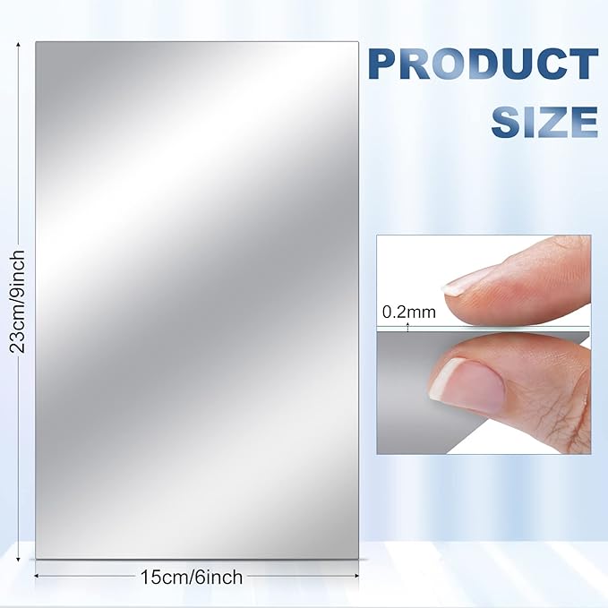 Tuanse 80 Piece Flexible Plastic Mirror Sheets for Home Decoration, Wall Mount, Rectangular, 9 x 6 Inch