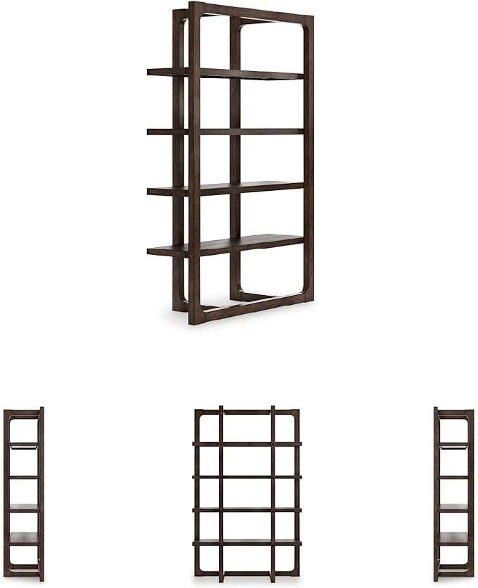 Signature Design by Ashley Breckington Contemporary Wood Framed 76" Bookcase with 4 Shelves, Dark Brown