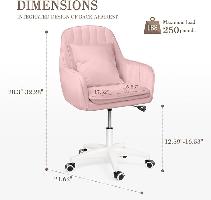 Cute Office Chair Home Computer Chairs Adjustable Task Chairs Modern Office Chair Makeup 360° Swivel Computer Mid Back Chair