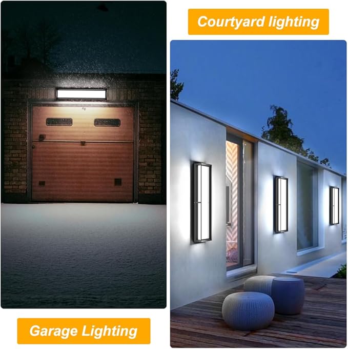 Sytmhoe Outdoor Wall Sconce Lights,2Packs 10%-100% Dimmable LED Modern Porch & Patio Wall Light Fixture, 23.6in Black Exterior Sconce Wall Mounted Lights Suitable for Garage Courtyard House(6000K)