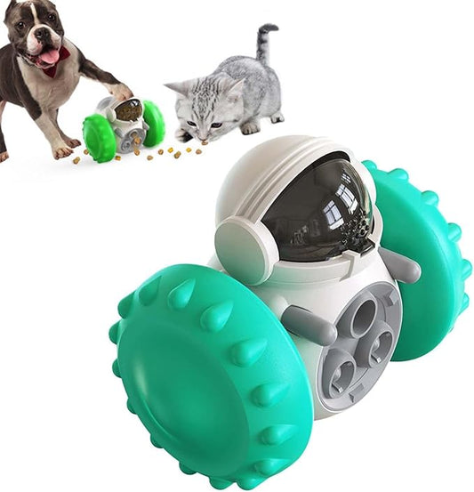 Dog Puzzle Treat Dispensers, Anti Boredom Dog Toys, Slow Feeder Dog Toy Interactive Wobble Treat Dispenser Ball for Cats & Small/Medium Dogs Mental Stimulation Puzzle Toy (Green)