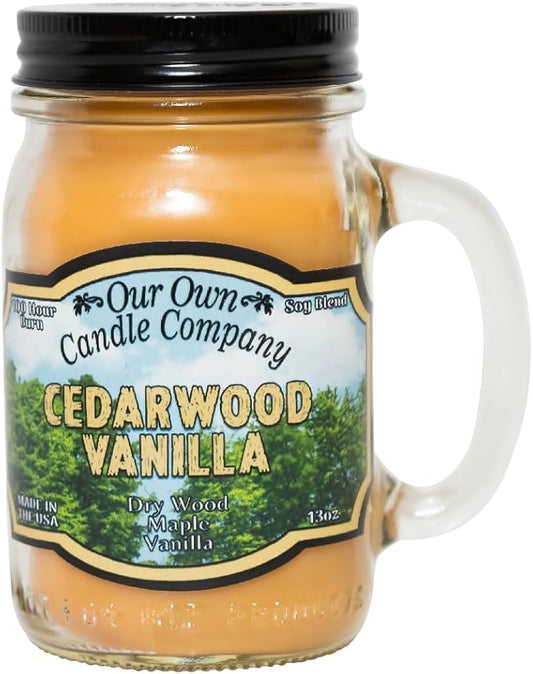Our Own Candle Company, Cedarwood Vanilla Scented Mason Jar Candle, 100 Hour Burn Time, 13 Ounces